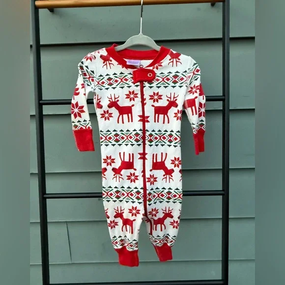 Hanna Andersson Festive Red and Cream Onesie - Picture 1 of 3